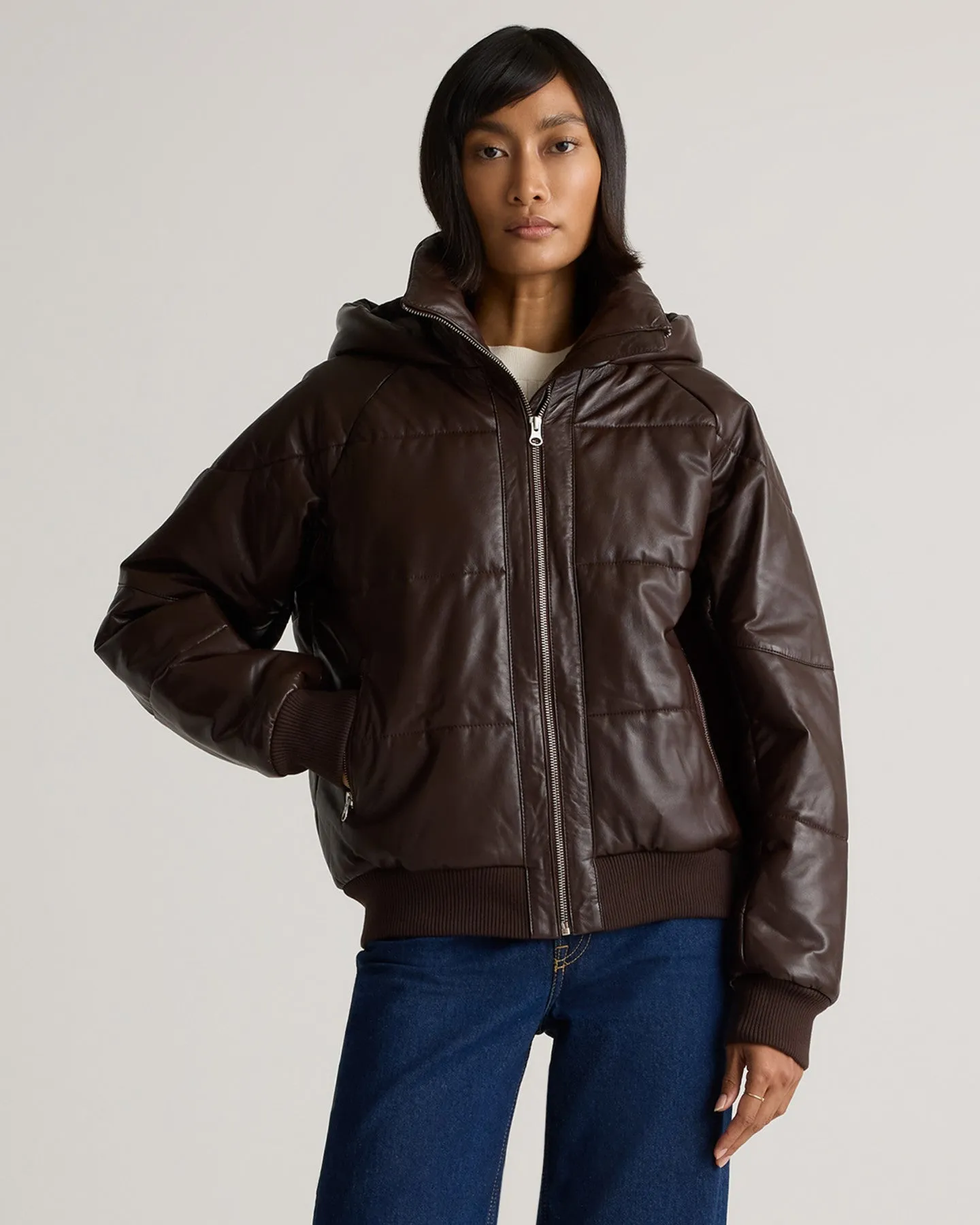 100% Leather Puffer Jacket