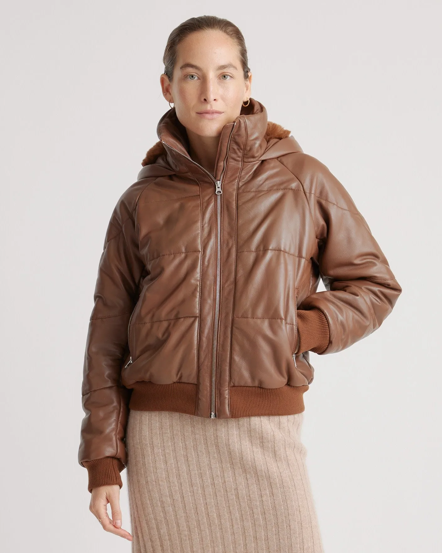 100% Leather Puffer Jacket
