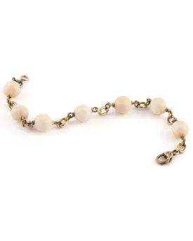 18k Yellow Gold Mammoth Ivory Bead Bracelet