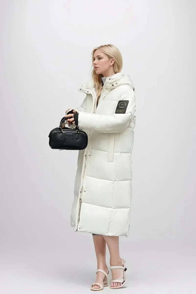 2024 neue Verdicken Schnee Parkas Mode Winddicht Glänzend Unten Baumwolle Mit Kapuze Frauen Jacke Winter Lose Lange Mantel Kleidung Damen