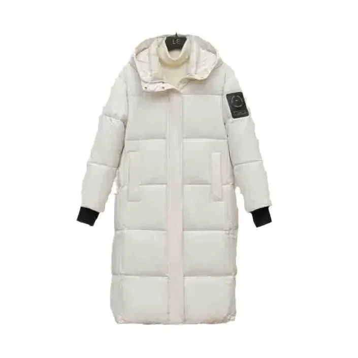 2024 neue Verdicken Schnee Parkas Mode Winddicht Glänzend Unten Baumwolle Mit Kapuze Frauen Jacke Winter Lose Lange Mantel Kleidung Damen
