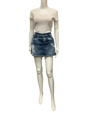 7 For All Mankind Women's Skirt Distressed Blue Size: 8
