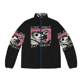 80s Retro Live Fast Eat Trash Puffer Jacket