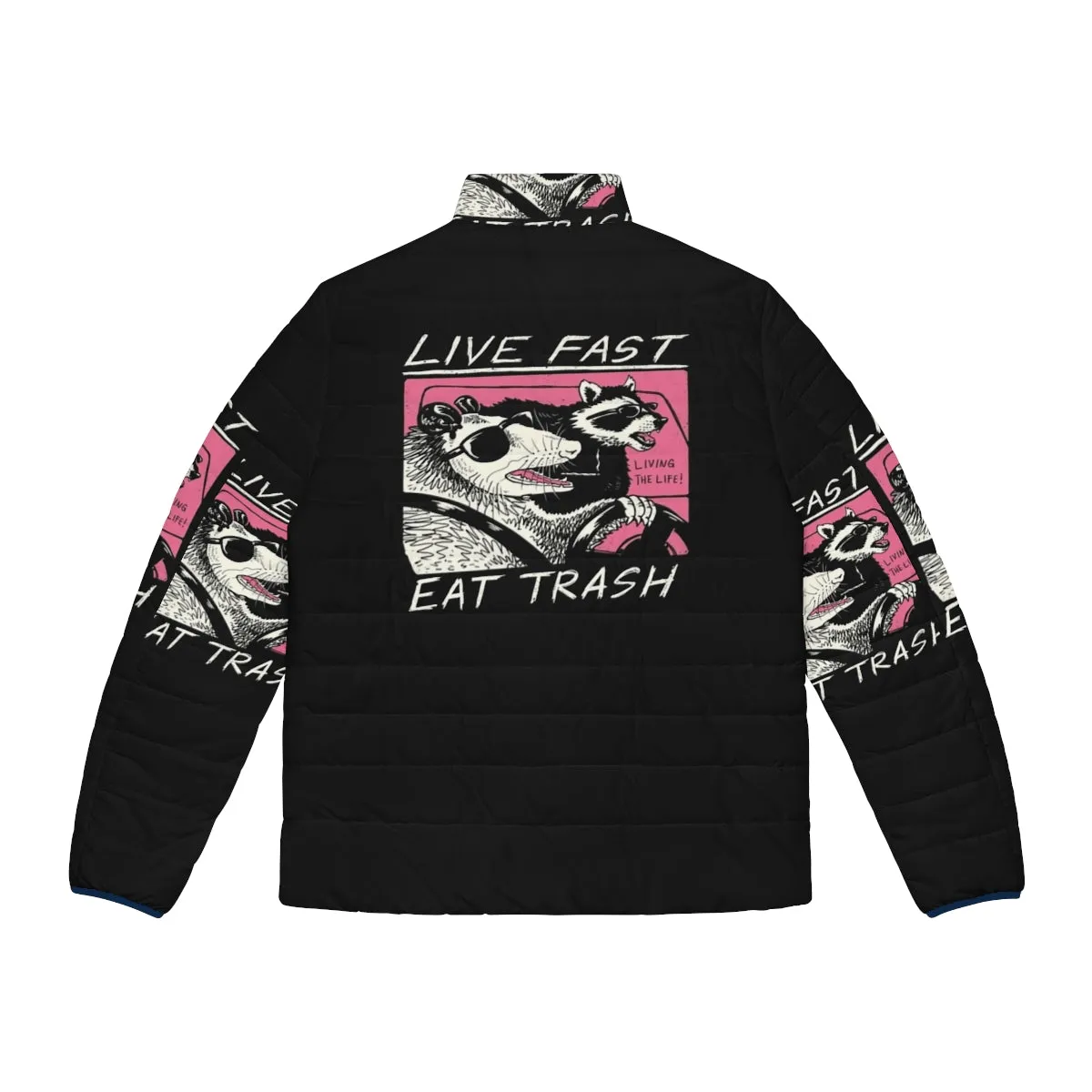80s Retro Live Fast Eat Trash Puffer Jacket