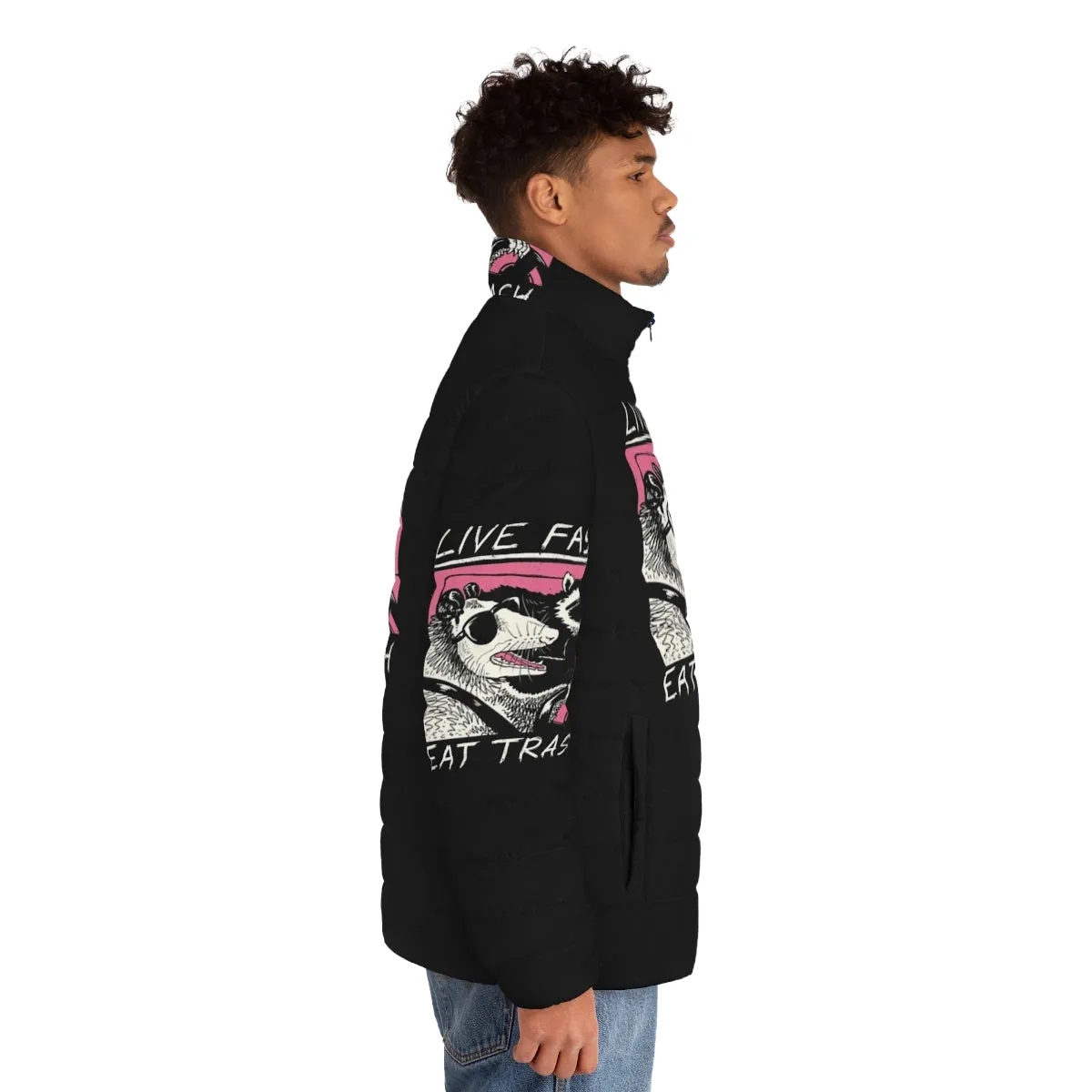 80s Retro Live Fast Eat Trash Puffer Jacket