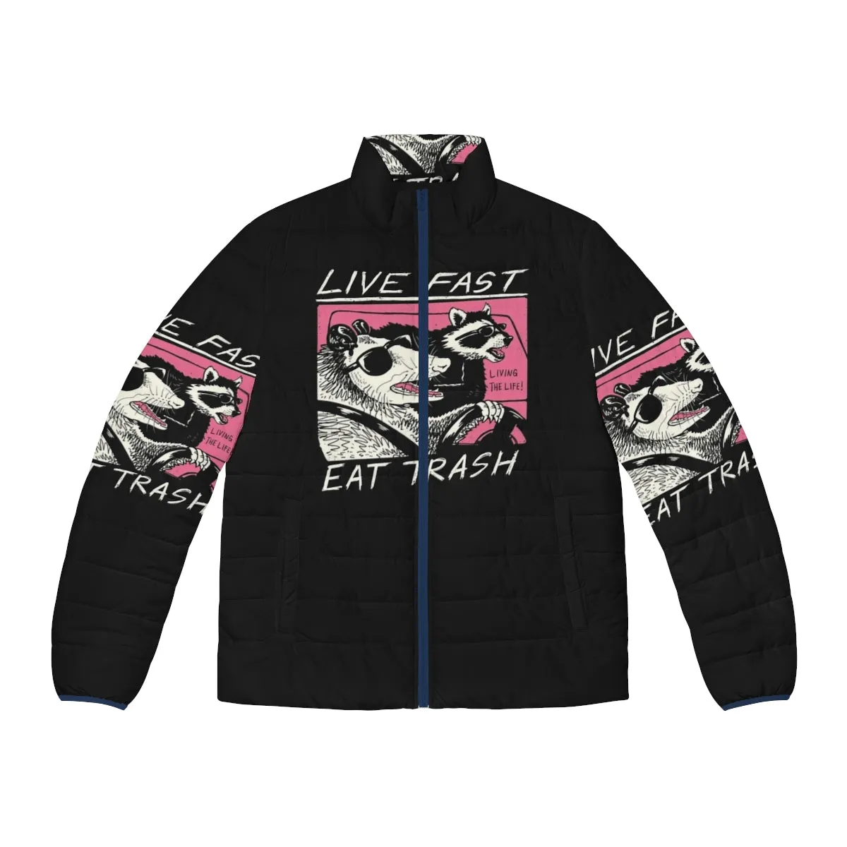 80s Retro Live Fast Eat Trash Puffer Jacket
