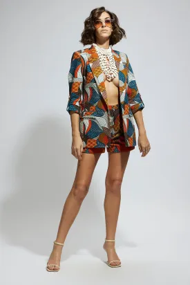 Abstract Engineered Textile Embellished Blazer Set