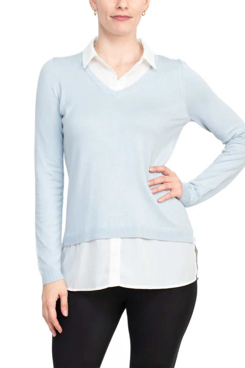 Adrianna Papell shell V-neck sheath layered twofer sweater by Curated Brands