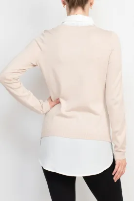 Adrianna Papell shell V-neck sheath layered twofer sweater by Curated Brands