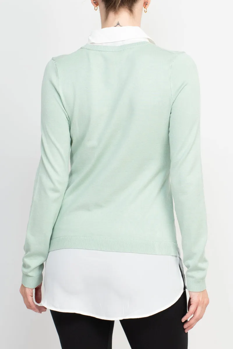 Adrianna Papell shell V-neck sheath layered twofer sweater by Curated Brands
