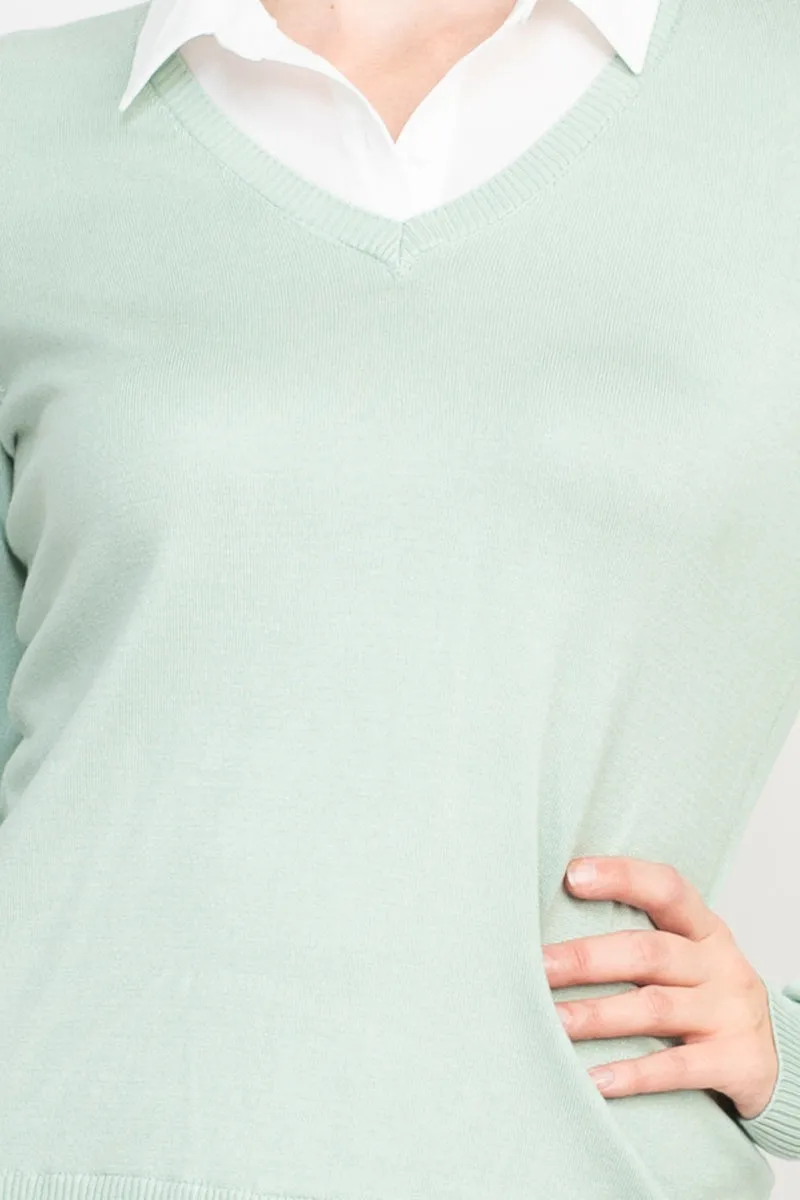 Adrianna Papell shell V-neck sheath layered twofer sweater by Curated Brands
