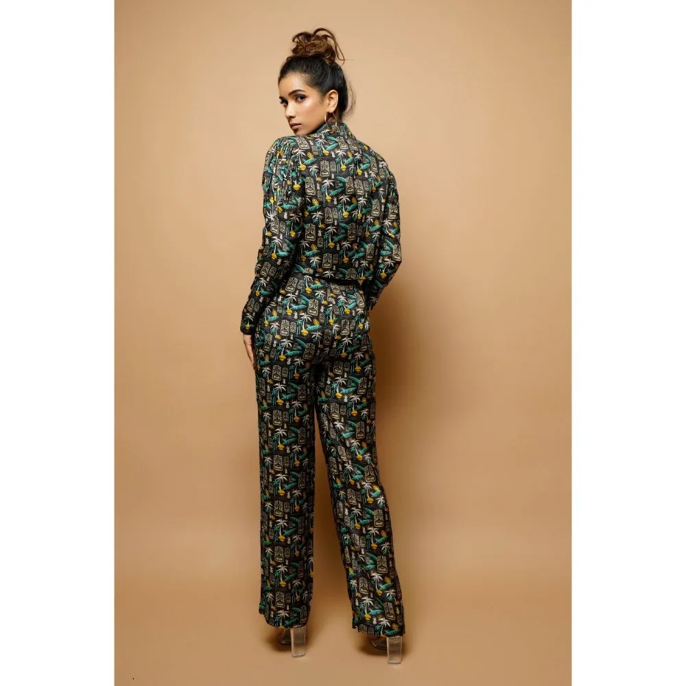 Ahi Clothing Digital Printed Bomber Jacket 3Piece Co-Ord (Set of 3)