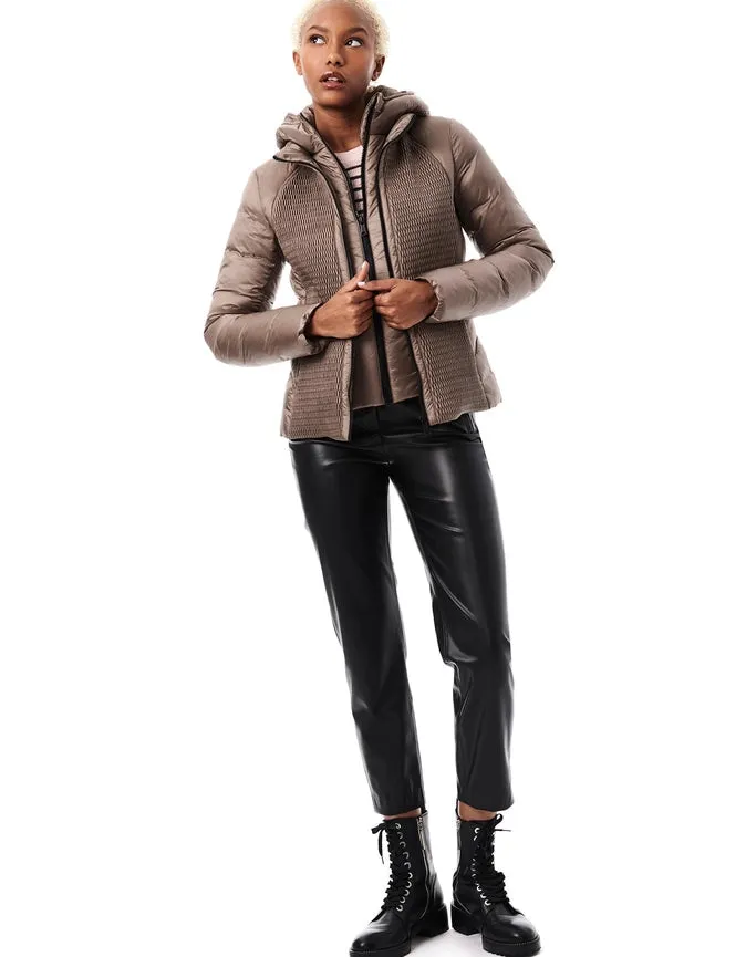 All Over Texture Short Puffer Jacket Liquid Metal