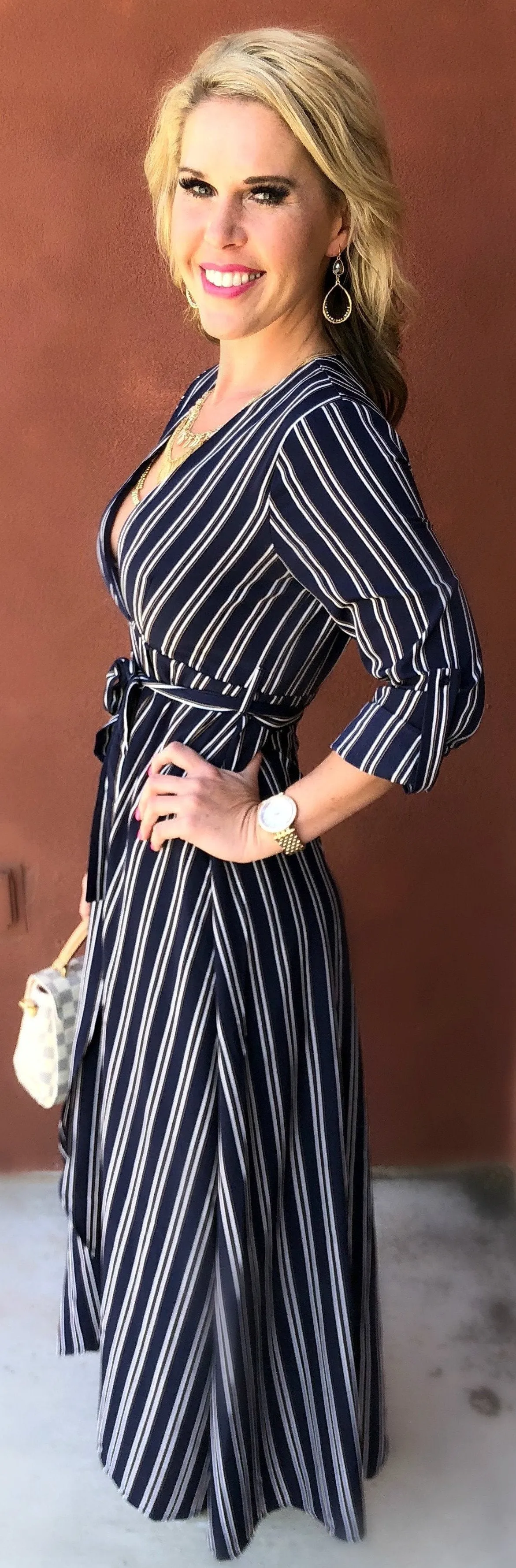 All the Stripes Navy Dress