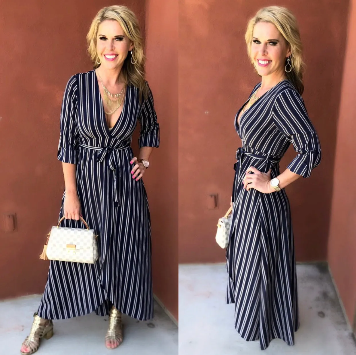 All the Stripes Navy Dress
