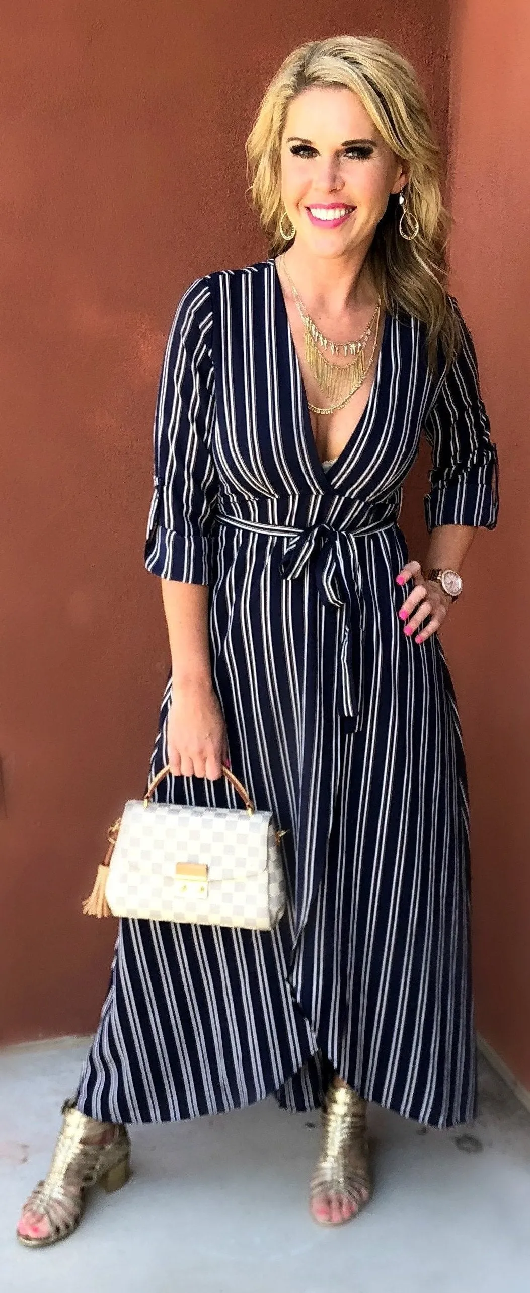 All the Stripes Navy Dress