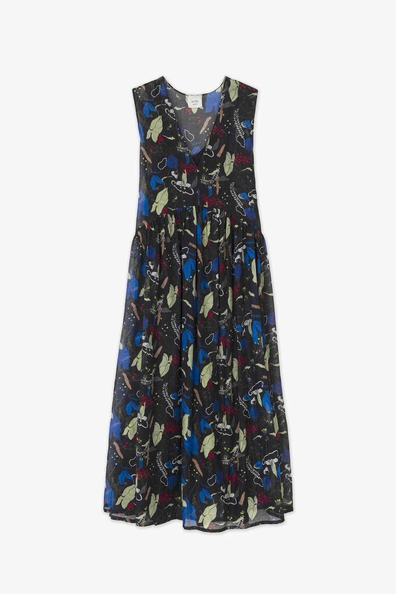Alysi - Printed Maxi Dress: Black Multi