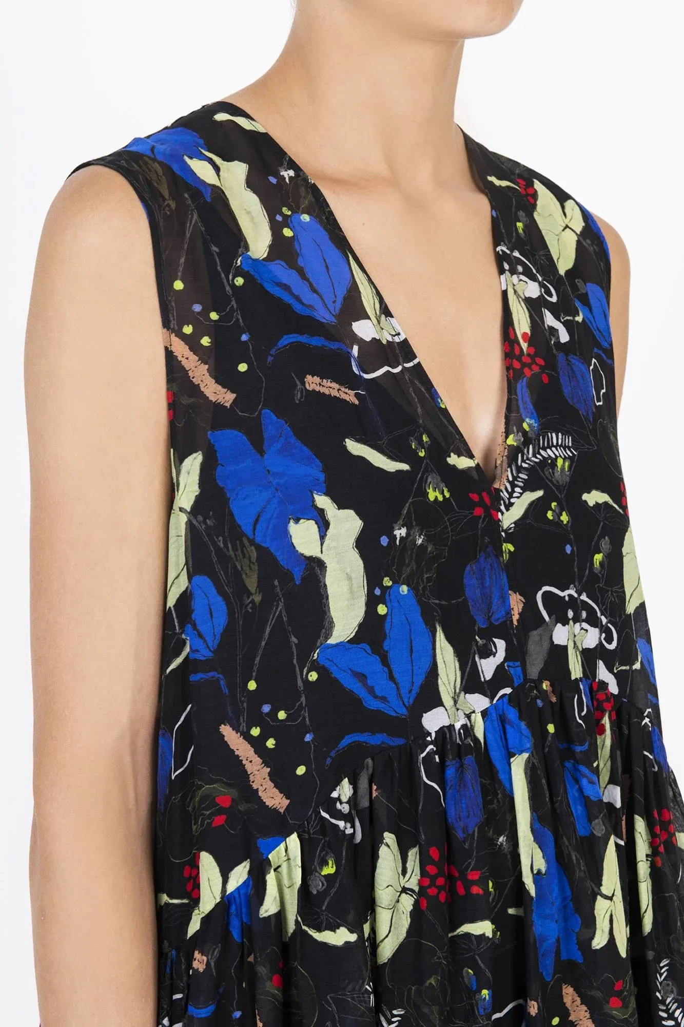 Alysi - Printed Maxi Dress: Black Multi