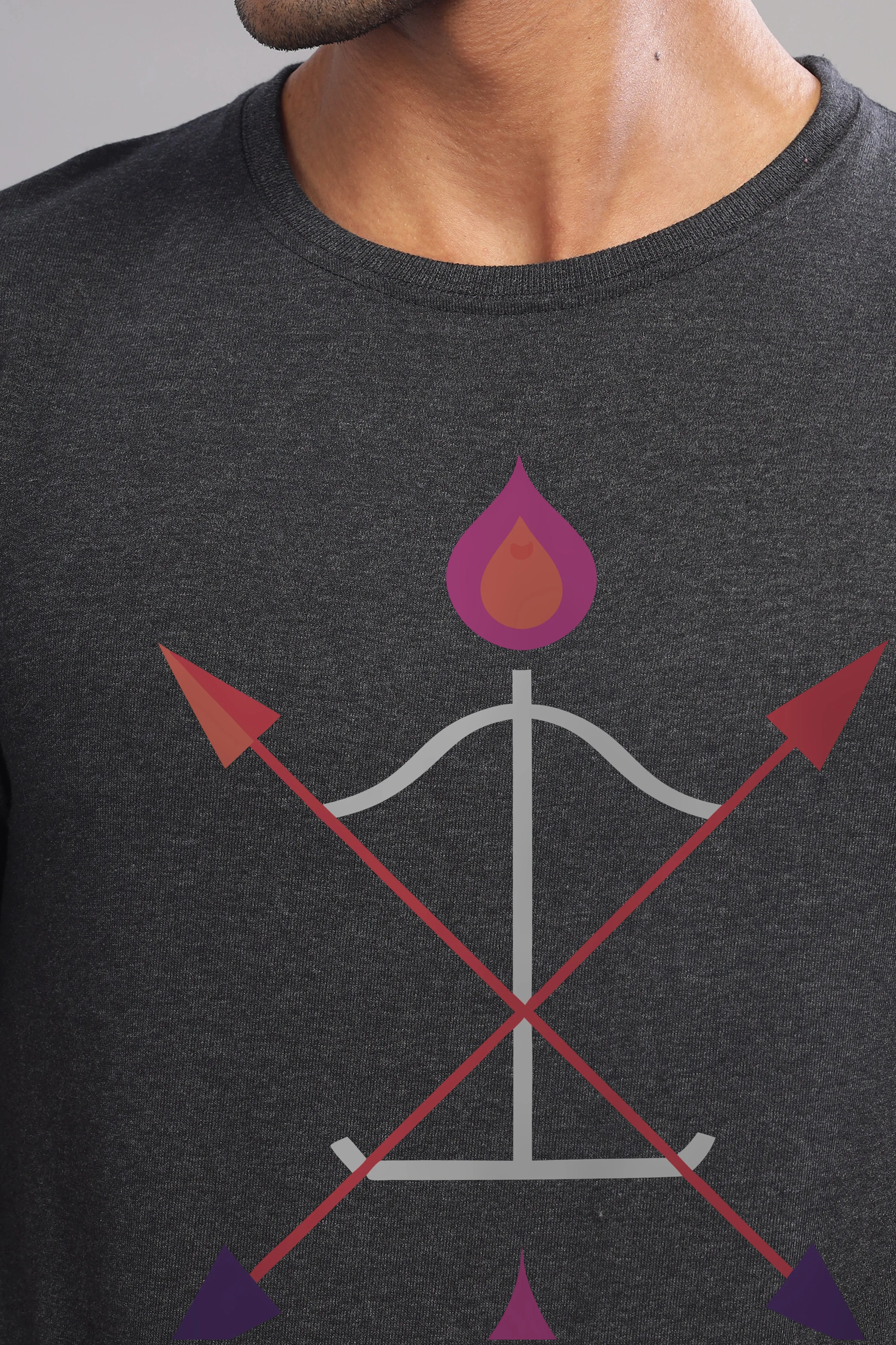 Arch and Aim - Eco Blend Cotton Charcoal Crewneck Half Sleeve Unisex T-shirt