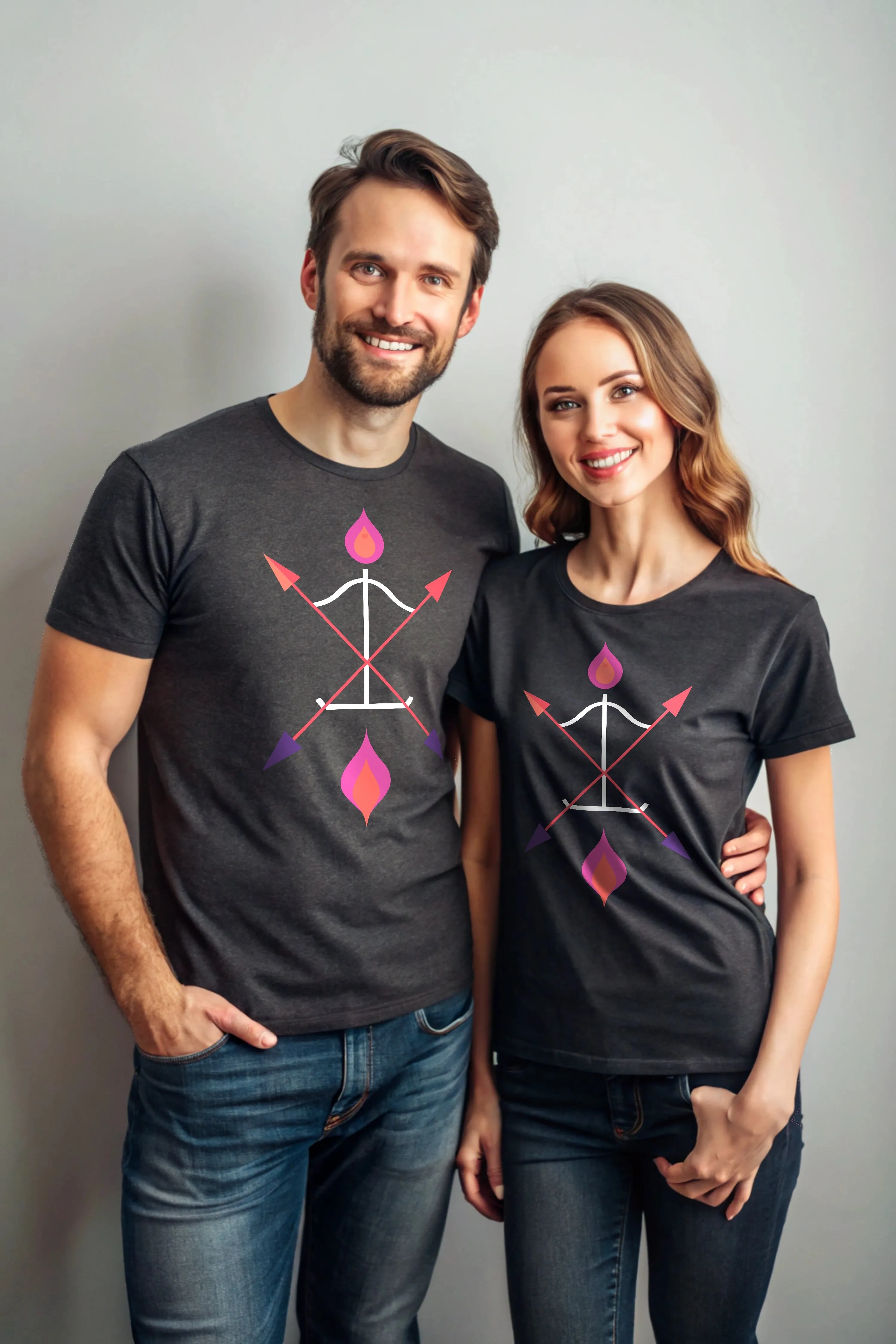 Arch and Aim - Eco Blend Cotton Charcoal Crewneck Half Sleeve Unisex T-shirt