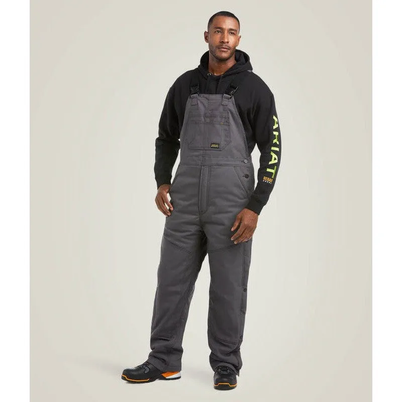 Ariat Men's Rebar DuraCanvas Stretch 110G Insulated Bib Gray - 10036680