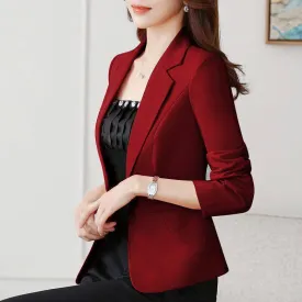 Blazer Casual de Cor Sólida Aberto na Frente – Self