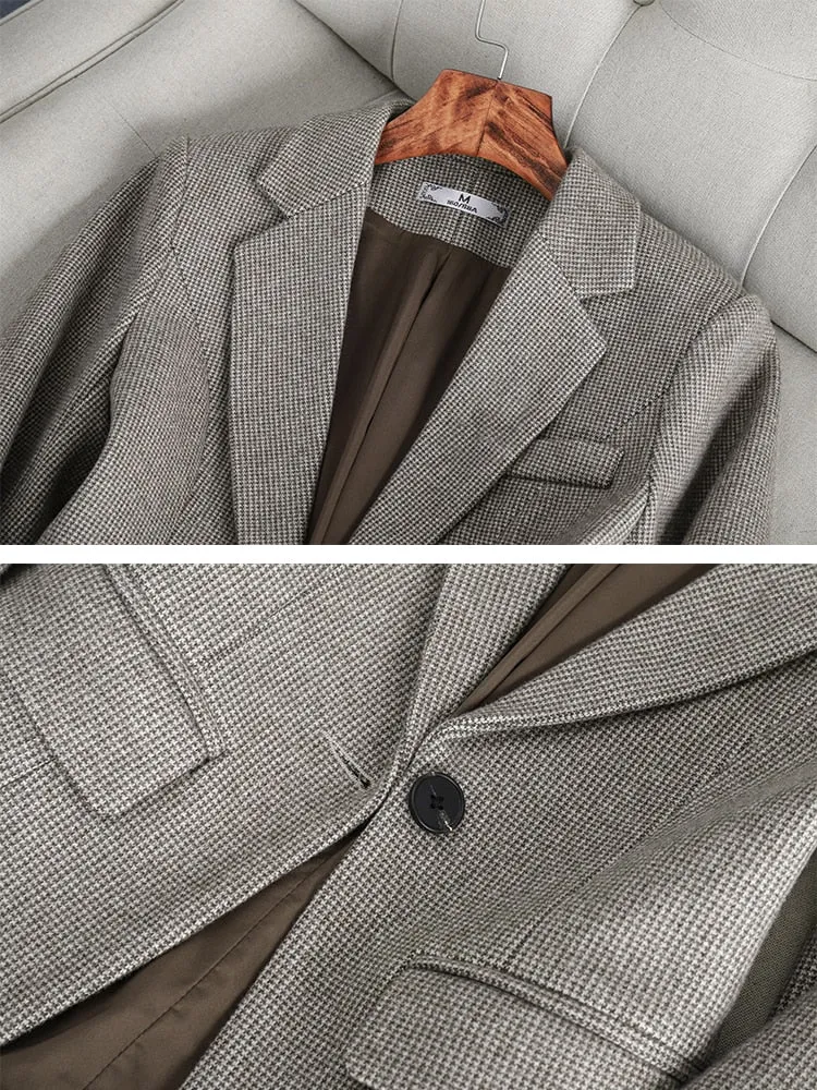 Blazer Formal com Manga Longa e Botão Único – Raphi