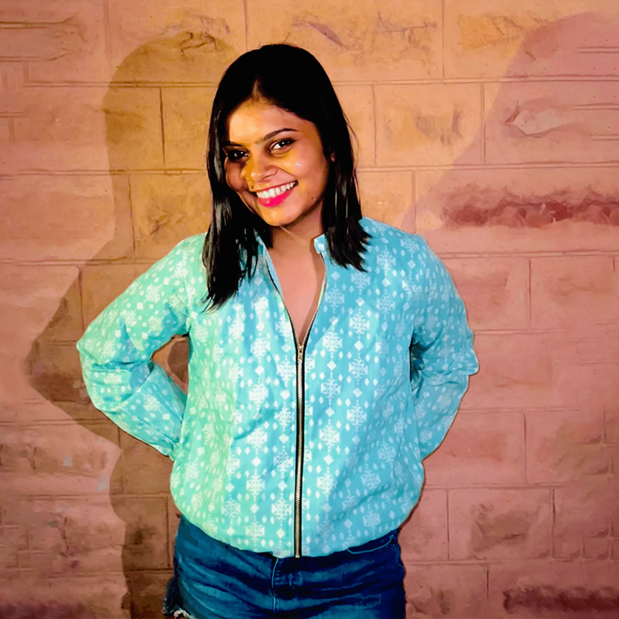 Blooming Blues Bomber Jacket