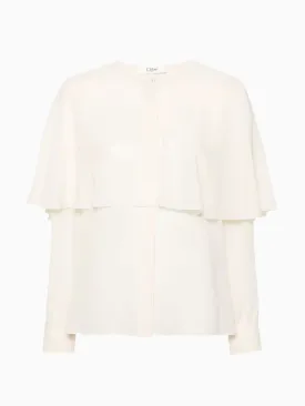 Cape-design silk shirt