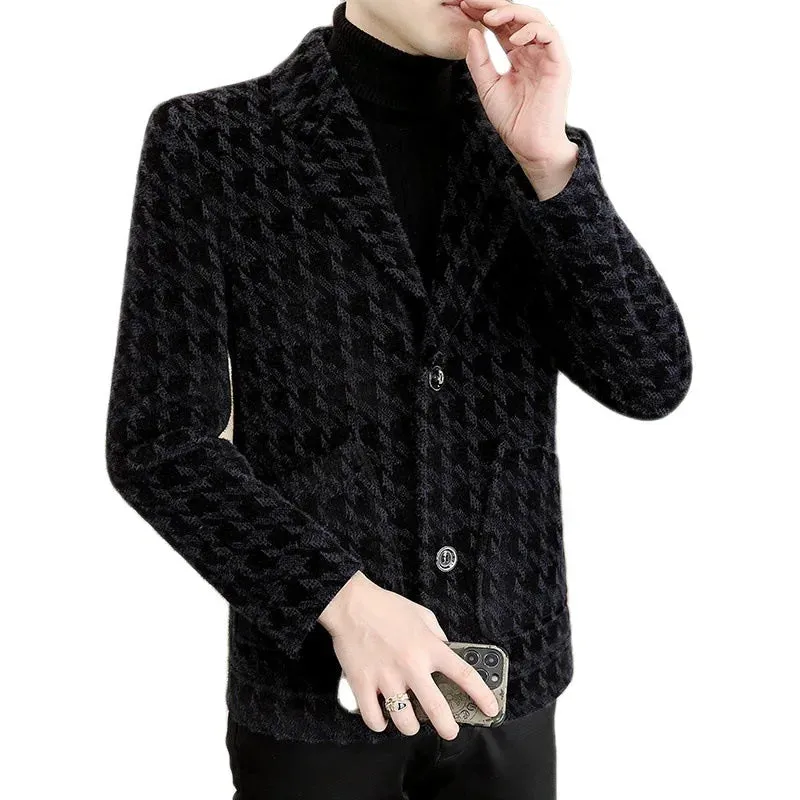 Classic Winter Plaid Woolen Blazer