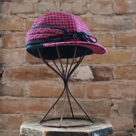 Crown Cap Ladies Wool Blend Railroad Hat in Pink and Charcoal