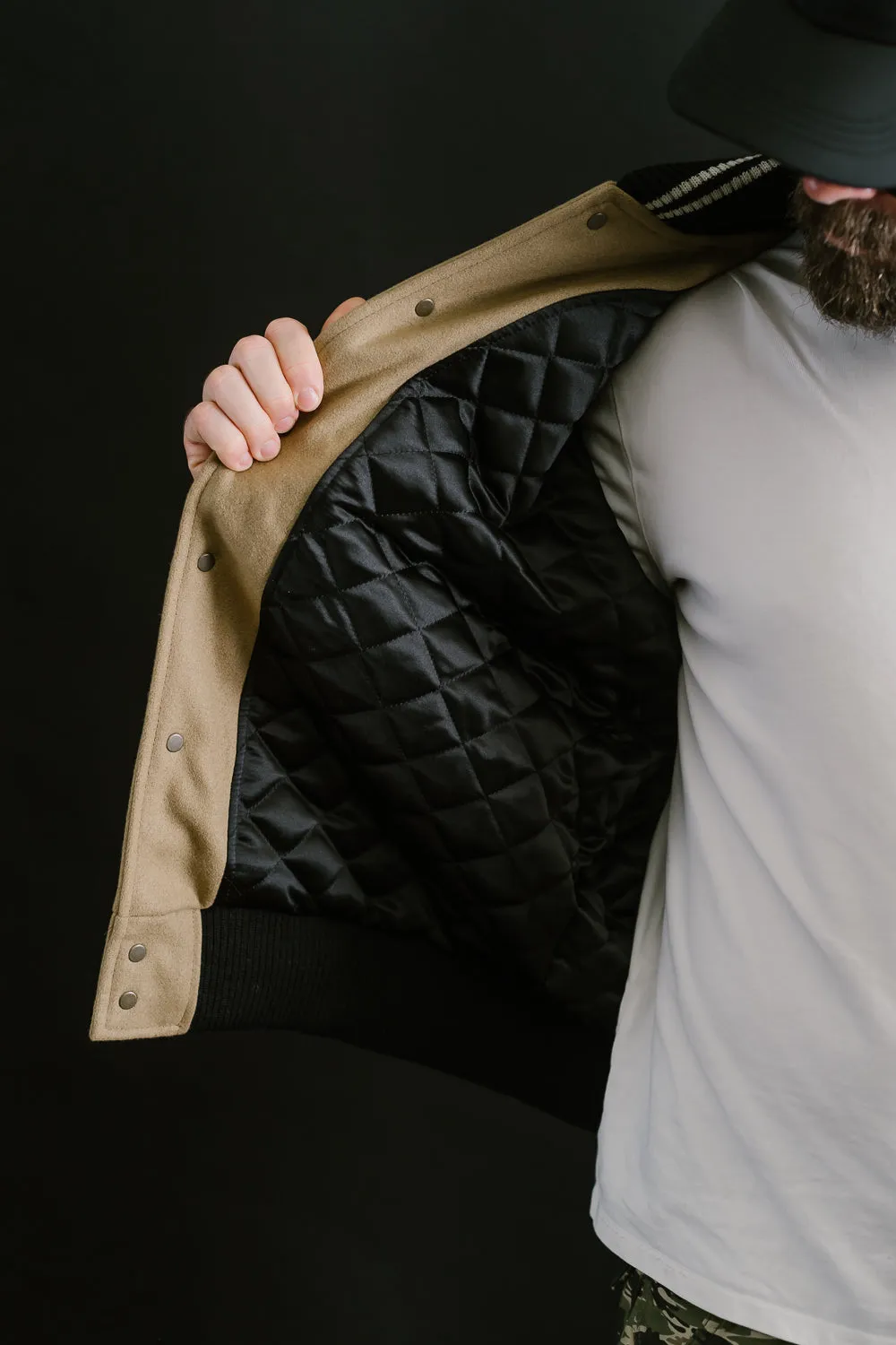 Dant x Dehen - Varsity Jacket - Camel, Black