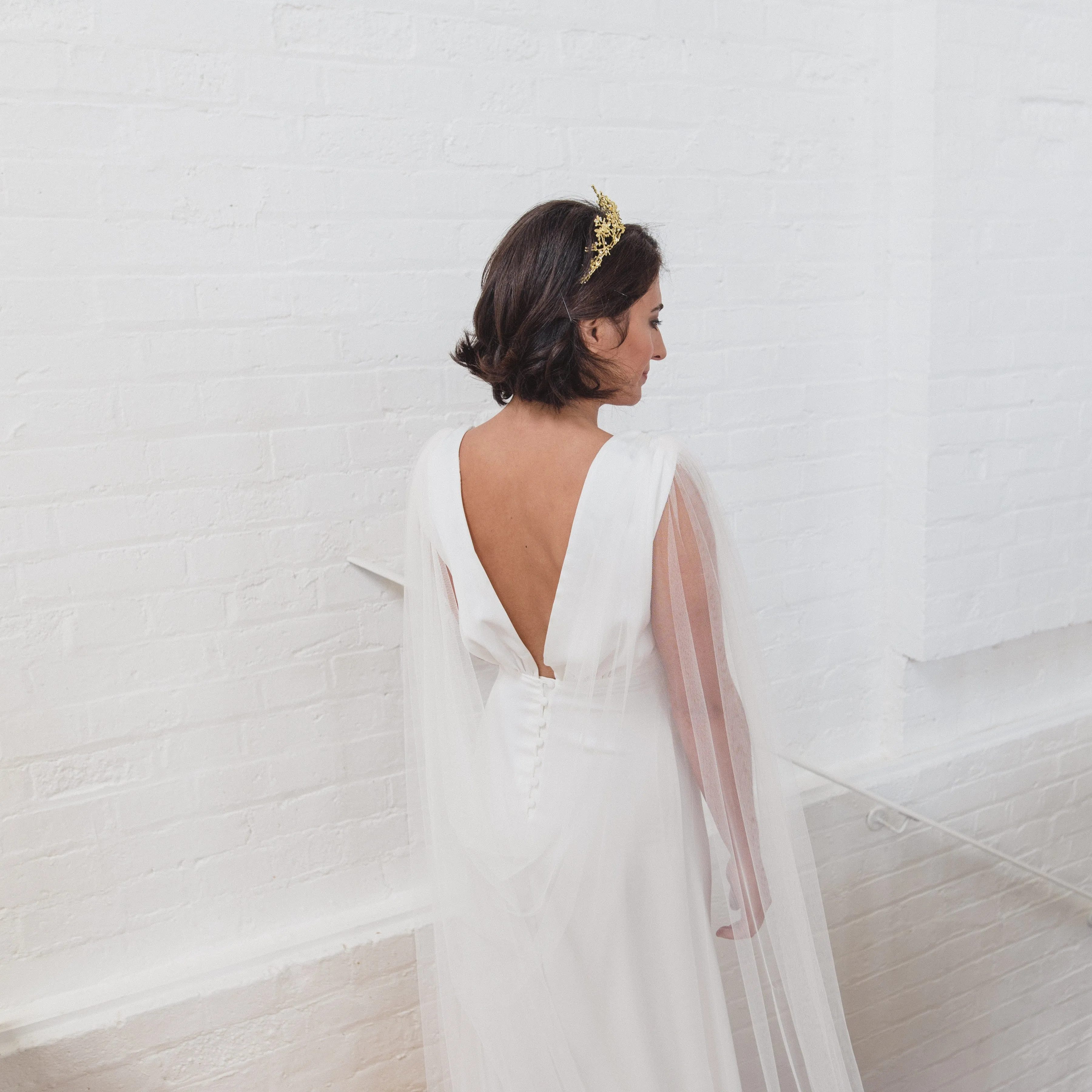 DOVE | Soft tulle draped bridal cape