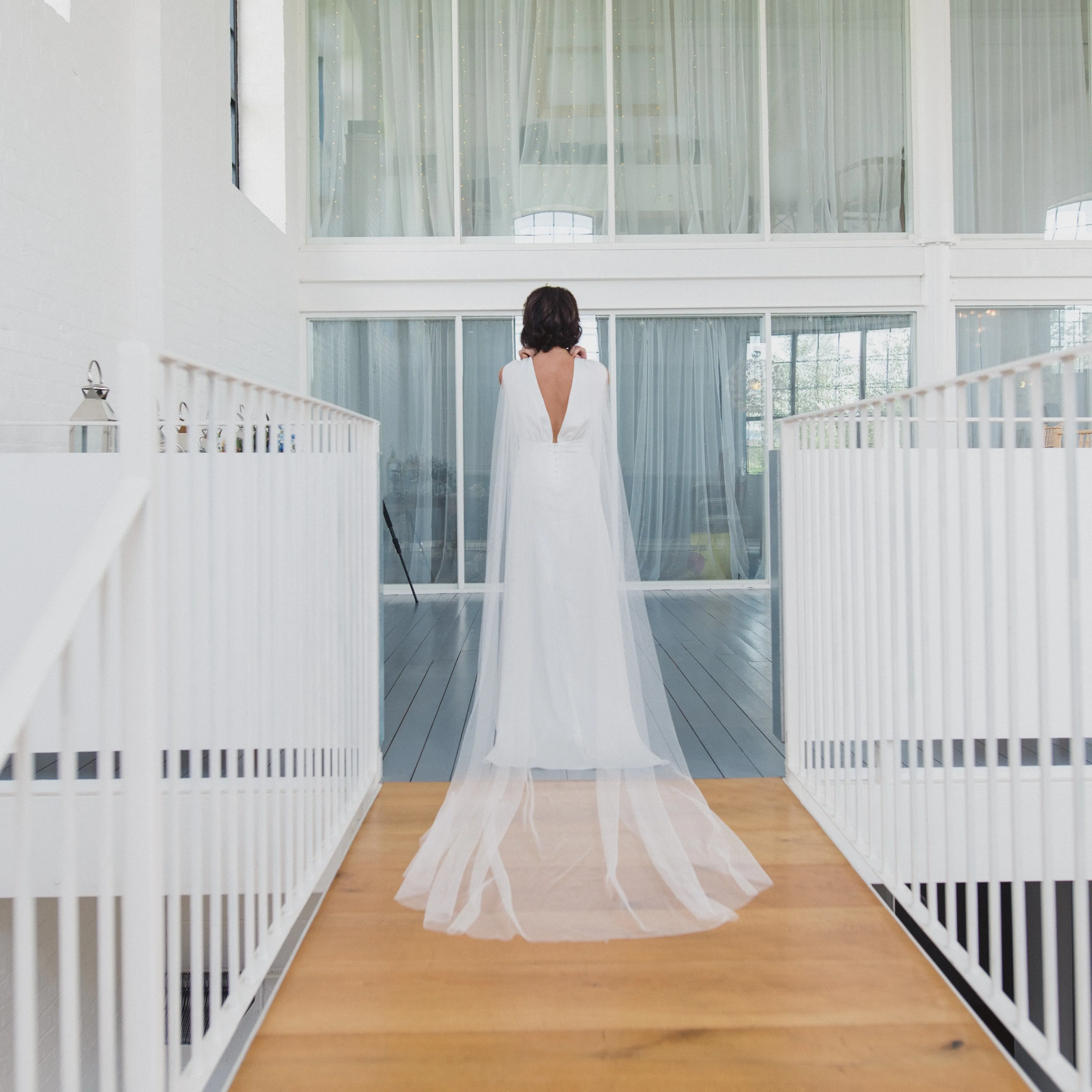 DOVE | Soft tulle draped bridal cape