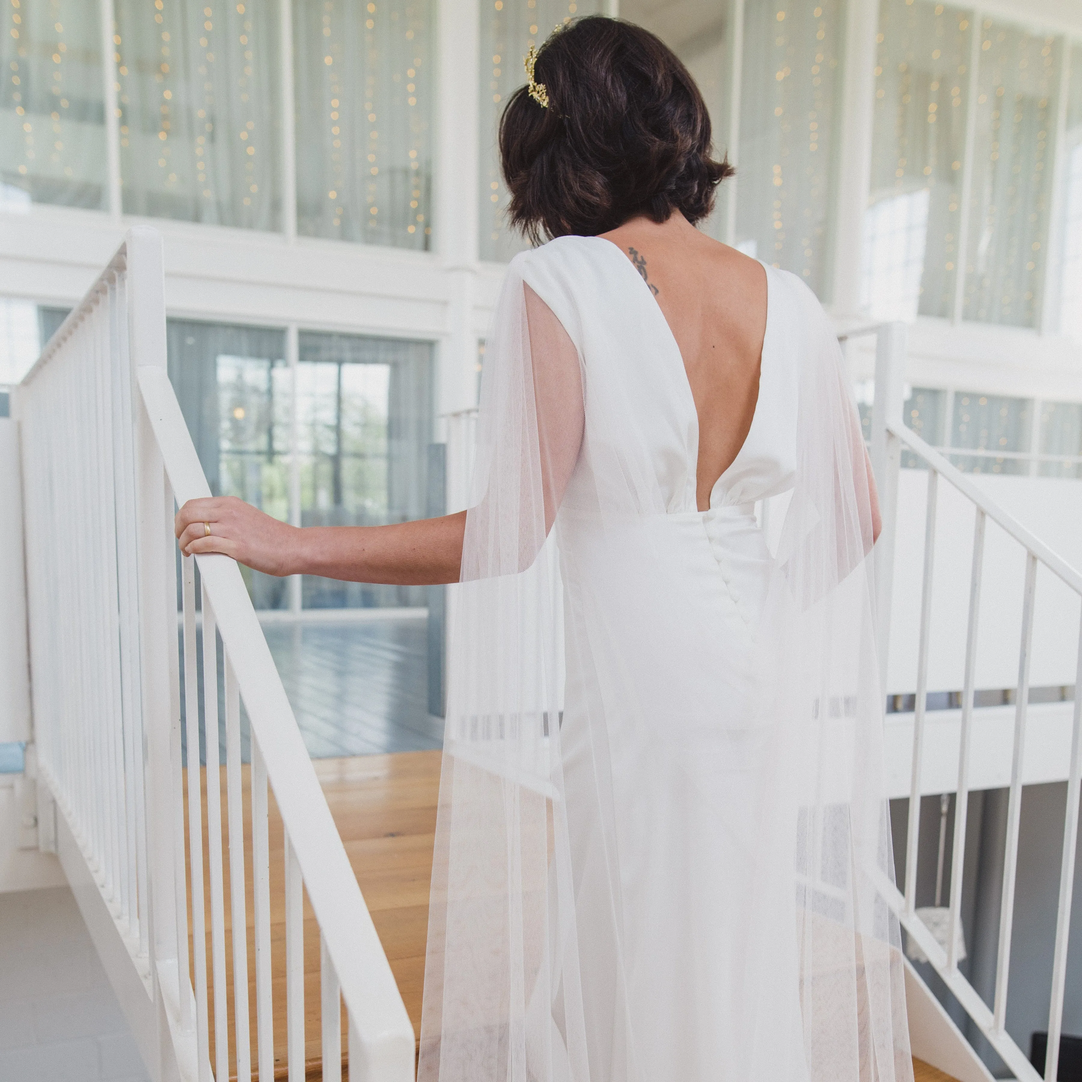 DOVE | Soft tulle draped bridal cape