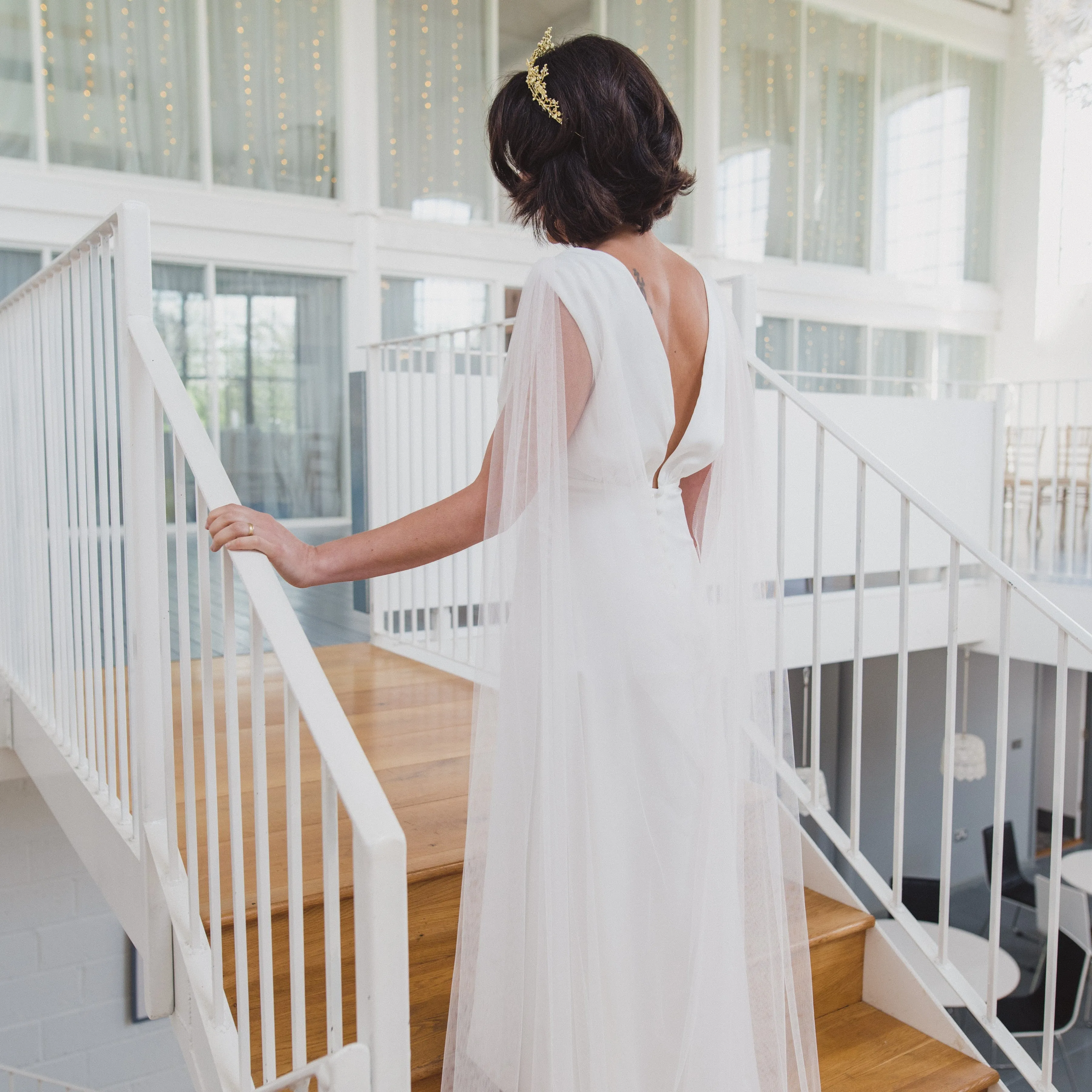 DOVE | Soft tulle draped bridal cape