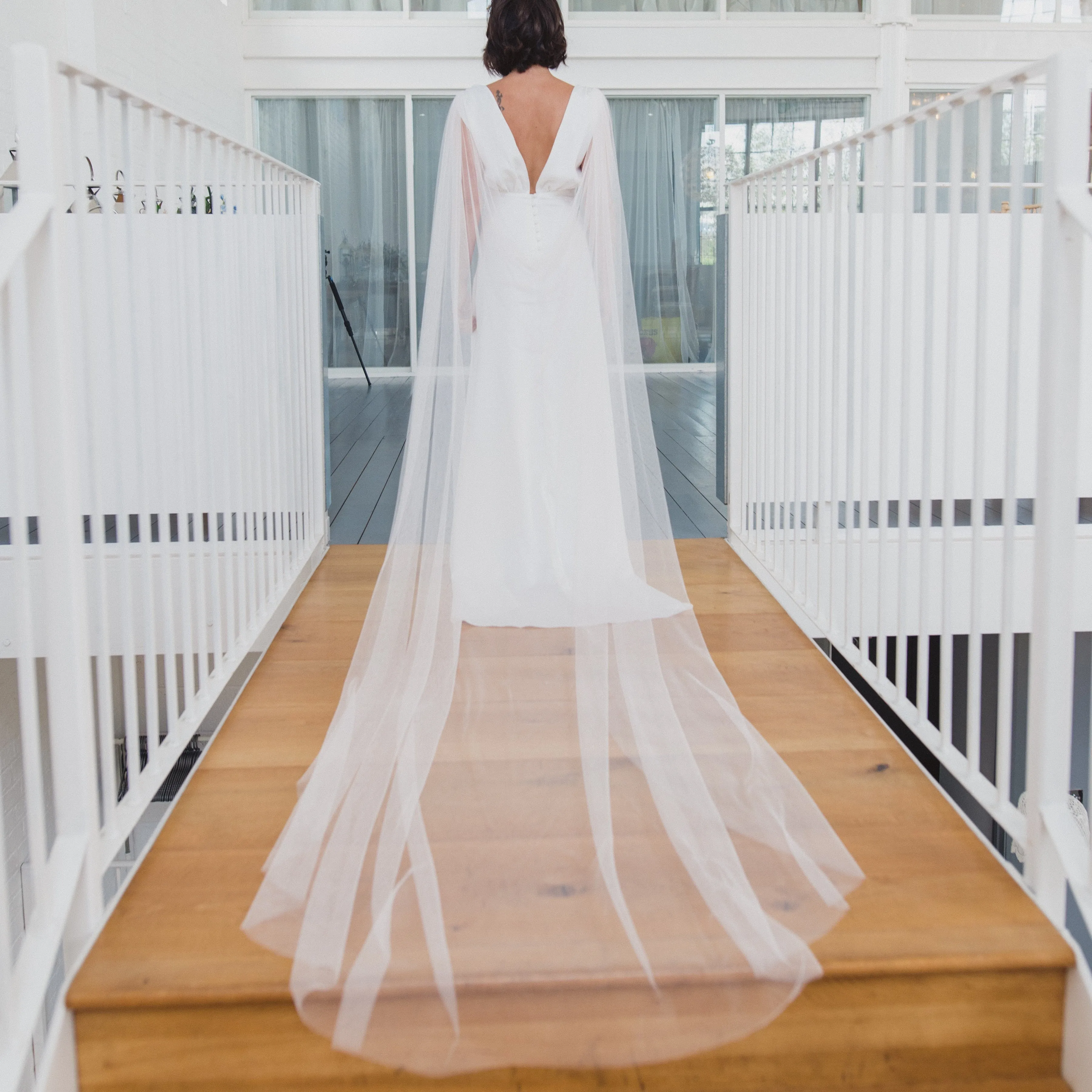 DOVE | Soft tulle draped bridal cape