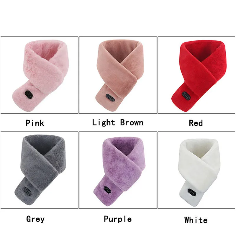 Electric Heated USB Neck Heat Pad Fluffy Fur Collar Cozy Shawl Scarf