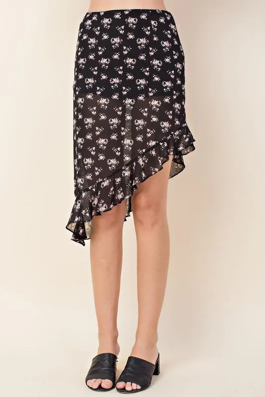 Flora Ruffled Asymmetrical Skirt
