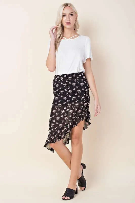 Flora Ruffled Asymmetrical Skirt