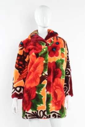 Floral Faux Fur Fleece Coat