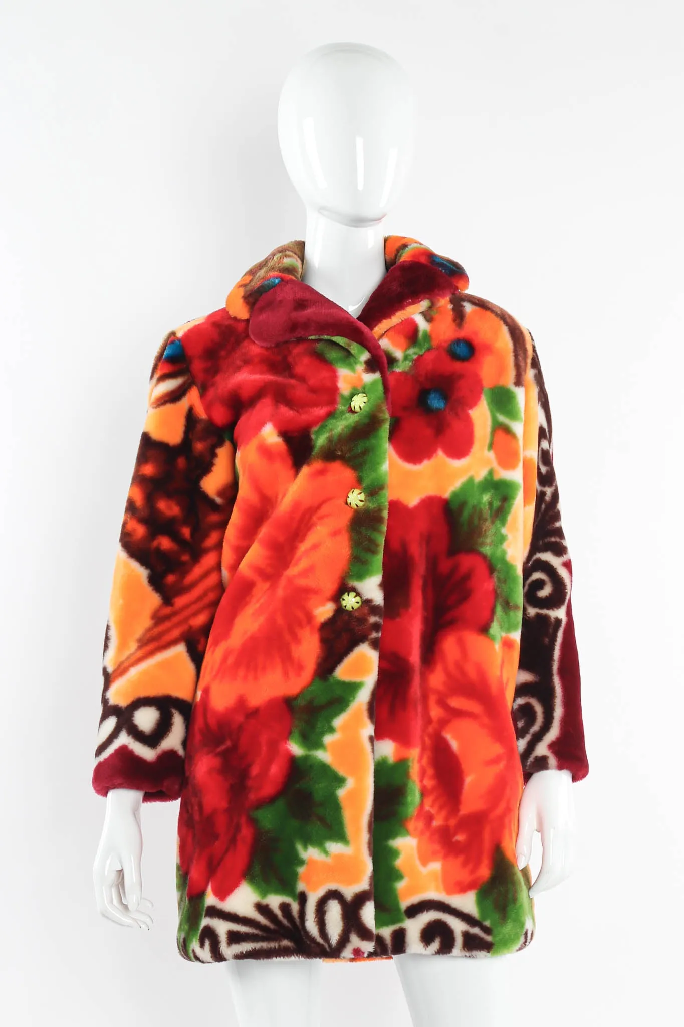 Floral Faux Fur Fleece Coat