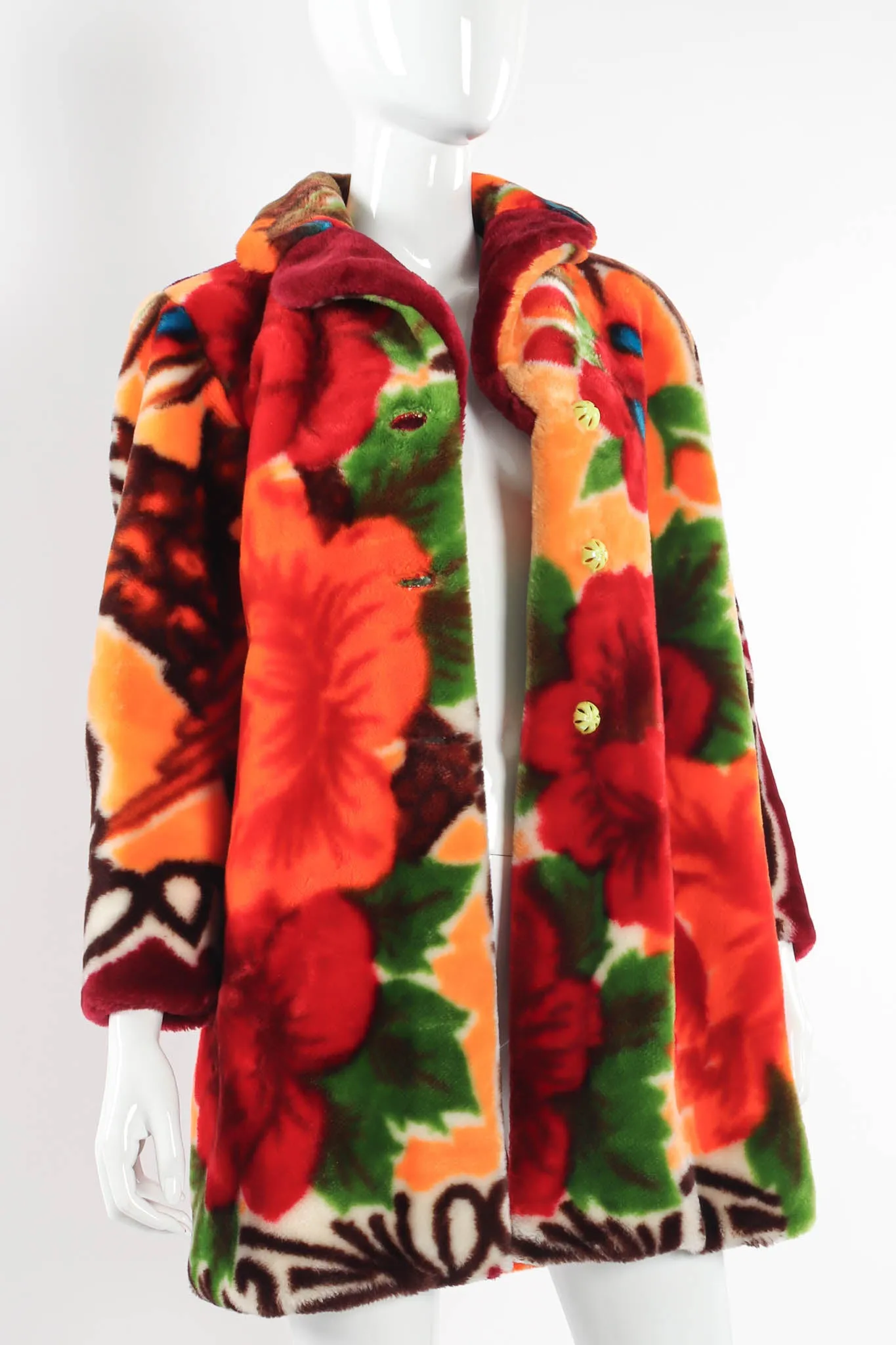 Floral Faux Fur Fleece Coat