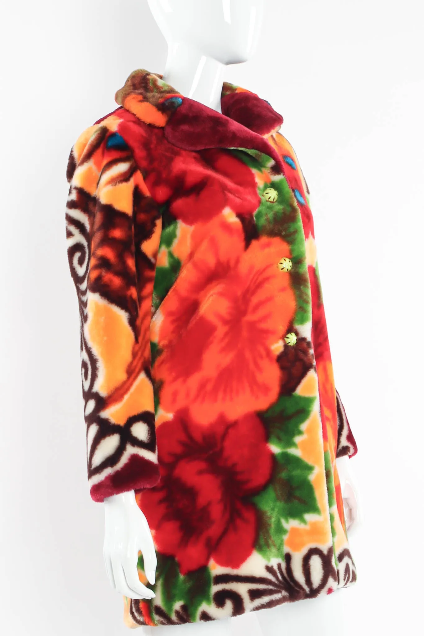 Floral Faux Fur Fleece Coat
