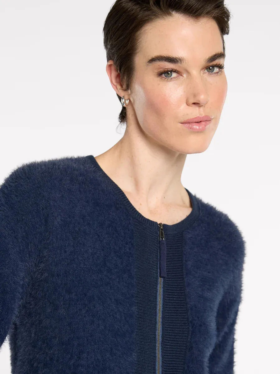 Fluffy Knit Bomber - Navy