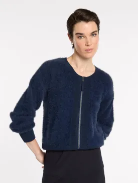 Fluffy Knit Bomber - Navy