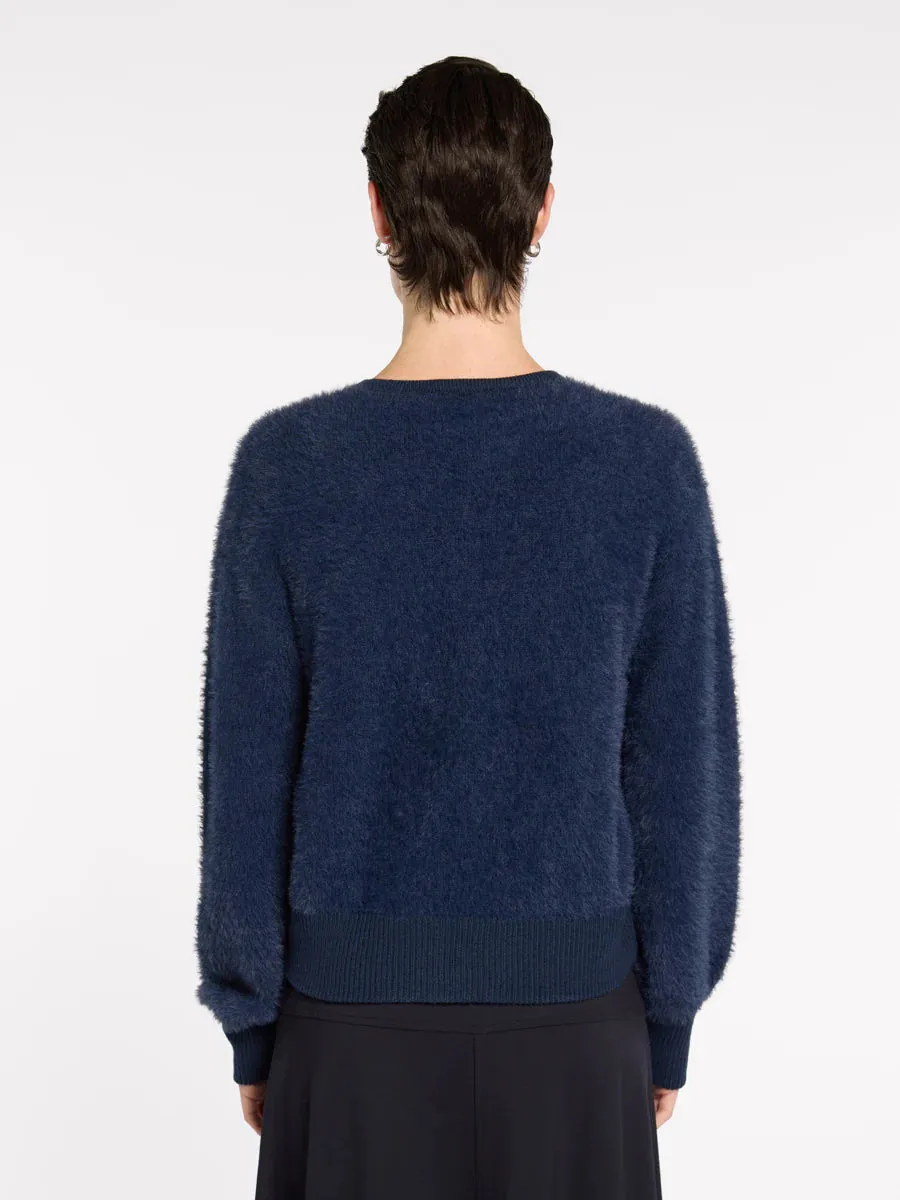 Fluffy Knit Bomber - Navy
