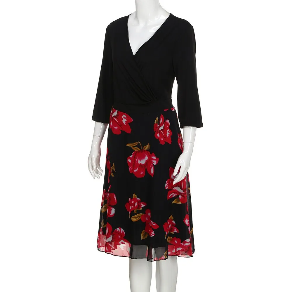 Funki Buys | Dresses | Women's Floral Chiffon Cocktail Dress