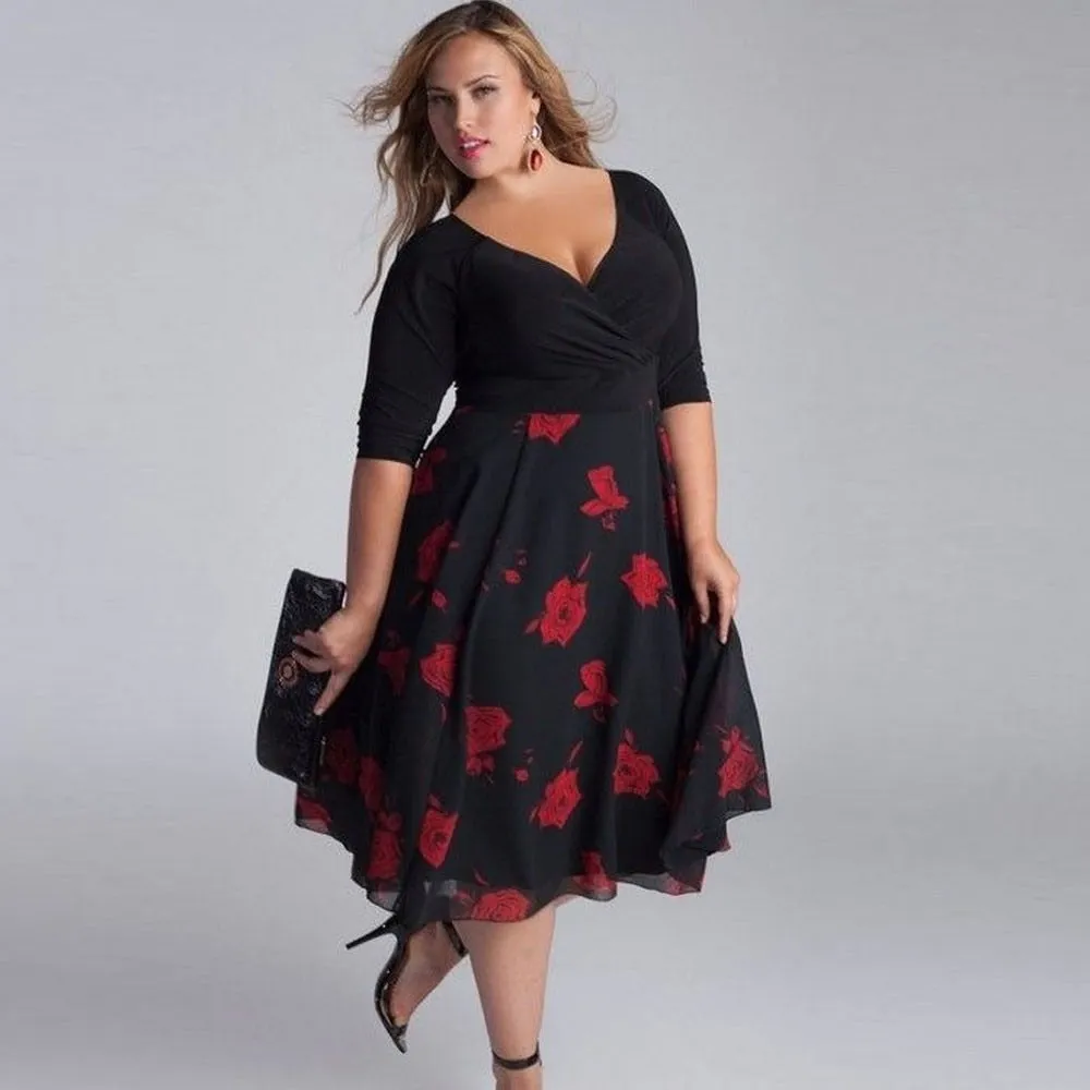 Funki Buys | Dresses | Women's Floral Chiffon Cocktail Dress