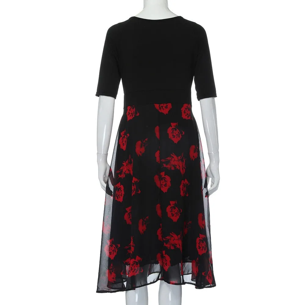 Funki Buys | Dresses | Women's Floral Chiffon Cocktail Dress